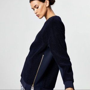 Anthropologie Varley Navy Sherpa Sweatshirt with Zippers